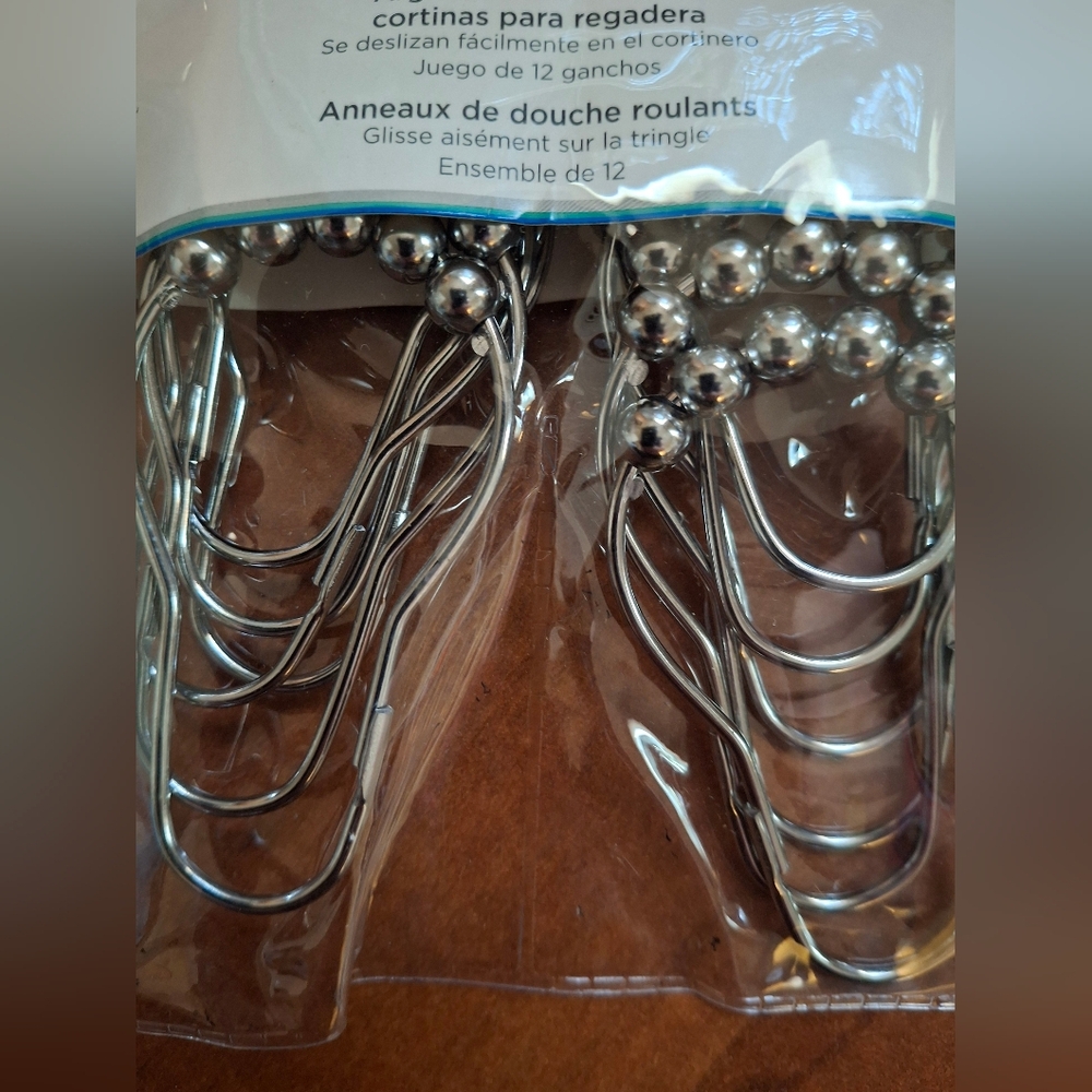Kenney Chrome Silver Metal Shower Curtain Rings 12 pk